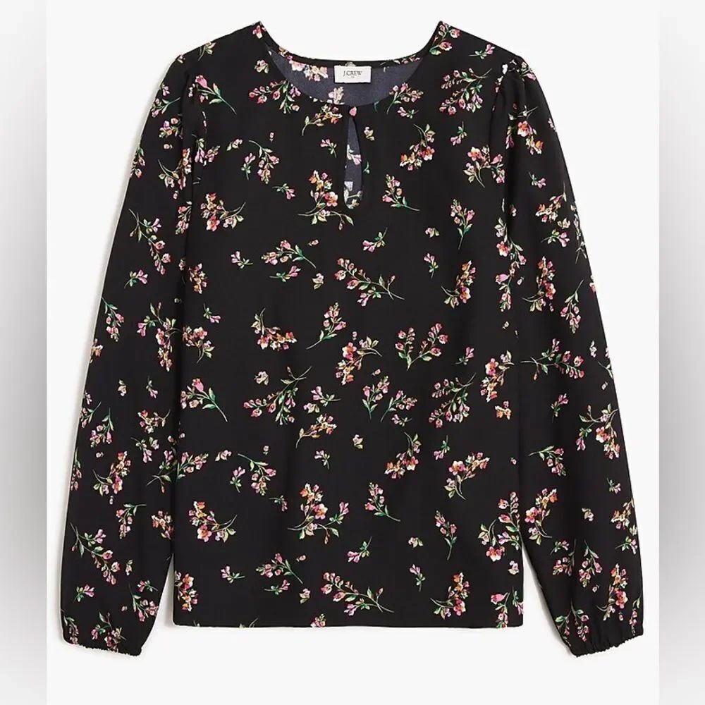 J. Crew Floral Keyhole Top